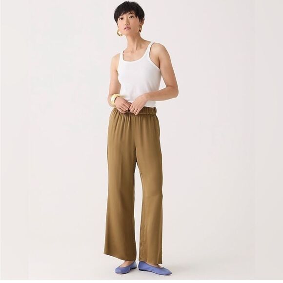 J Crew Collection Astrid wide-leg pant in luster crepe BR786 Size 12 - Picture 1 of 12